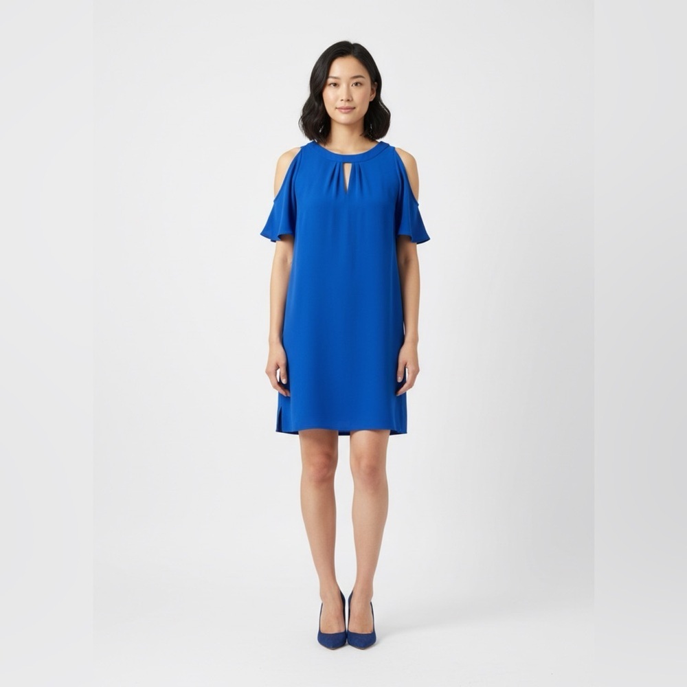 White House Black Market Blue Cold Shoulder Shift Dress Size 0 NWT